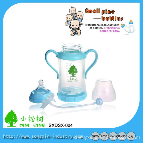 Drop Resistance 240ML ARC Shape Glass Baby Feeding Bottle with Handle